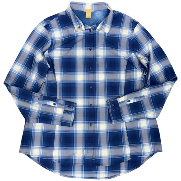 EUC Women's DULUTH TRADING CO. Sidewinder Plaid Gardening Shirt Blue | Size XL - Picture 1 of 10
